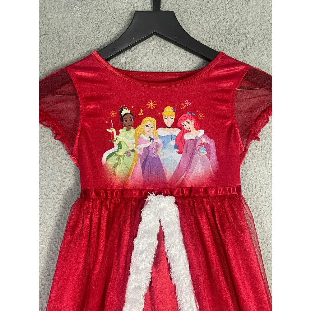Disney Princess Christmas Nightgown Girls 6 6X Tiana Rapunzel Cinderella Belle